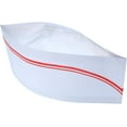thumbnail image 1 of Soro Essentials- Set of 100 Paper Soda Jerk Overseas Cap with Red Strips- Chef Hat Retro Chef Caps for Classic Theme Restaurant Party Disposable Chef Hat for Food Restaurants Kitchen Catering, 1 of 5