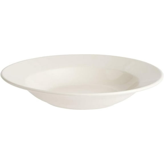 Soro Essentials- Set of 12 Ceramic 11" American White Victoria Wide Rim Soup Bowl Plate 14 oz. Ivory Color- China Soup Bowl Shallow Bowl Plate Stackable Serving Bowls Set for Soup Pasta