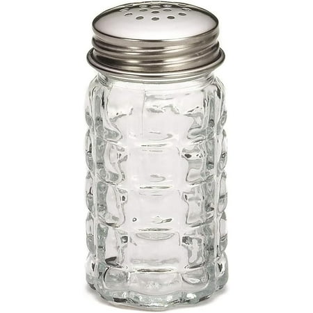 Soro Essentials- Set of 12 Glass 1.5 oz. Old Fashion Grid Salt and Pepper Shaker with Aluminum Top- Old Fashion Grid Design Spice Shakers Salt and Pepper Shaker Set for Kitchen and Restaurants