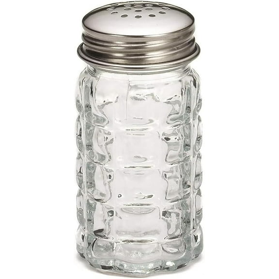 Soro Essentials- Set of 12 Glass 1.5 oz. Old Fashion Grid Salt and Pepper Shaker with Aluminum Top- Old Fashion Grid Design Spice Shakers Salt and Pepper Shaker Set for Kitchen and Restaurants