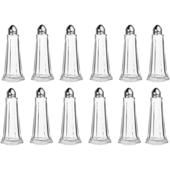 Soro Essentials- Set of 12 Glass 1 oz. Eiffel Tower Salt and Pepper Shaker with Chrome Plated Top- Eiffel Tower Design Spice Shakers Salt and Pepper Shaker Set for Kitchen and Restaurants