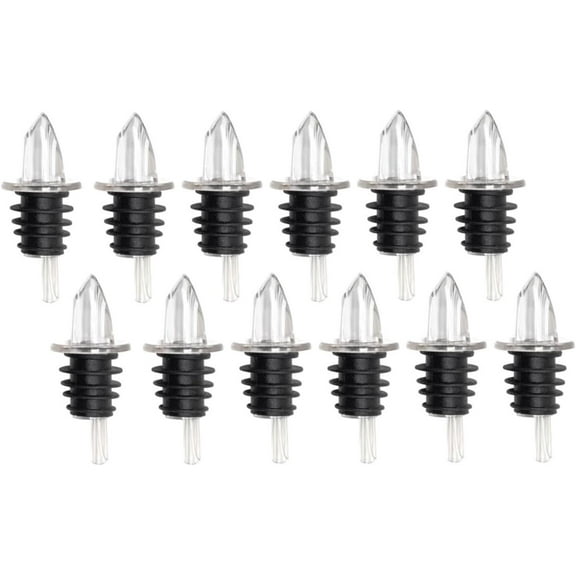 Soro Essentials- Set of 12 Plastic Free Flow Clear Spout Liquor Bottle Pourers No Collar- Classic Bottle Pourers for Alcohol Leak Proof No Drip or Spill Pour Spouts for Liquor Wine Bottles