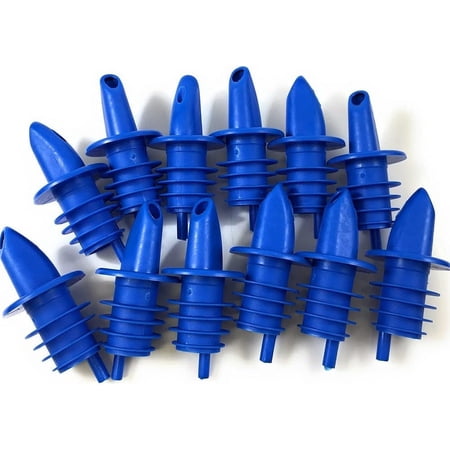 Soro Essentials- Set of 12 Plastic Free Flow Liquor Bottle Pourers Blue Color- Classic Bottle Pourers for Alcohol Leak Proof No Drip or Spill Pour Spouts for Liquor Wine Bottles