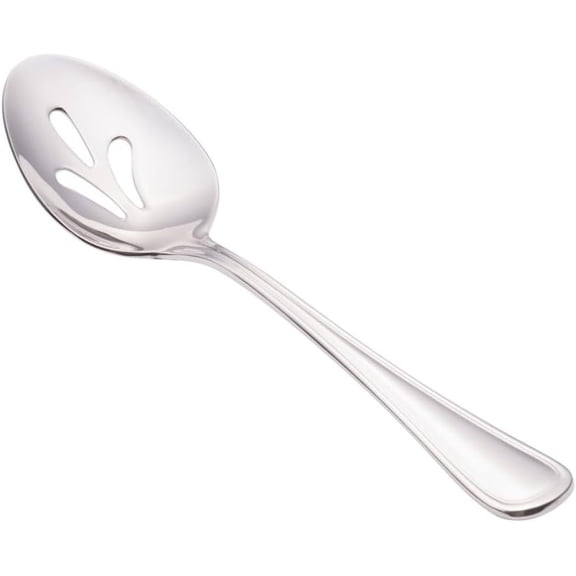 Soro Essentials- Set of 12 Stainless Steel Simplicity Slotted Serving Spoon- Serving Utensils Serving Flatware Cutlery Kitchen Tableware Buffet Serving Utensils for Home Kitchen and Restaurant