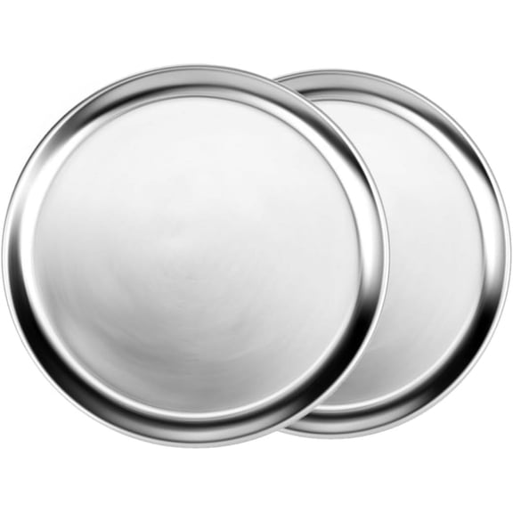 Soro Essentials- 8” Aluminum Wide Rim Pizza Tray Set of 2– Round Pizza Pan Plate Commercial Baking Tray for Oven Round Pizza Trays Wide Rim Pizza Baking Pan for Home Restaurant