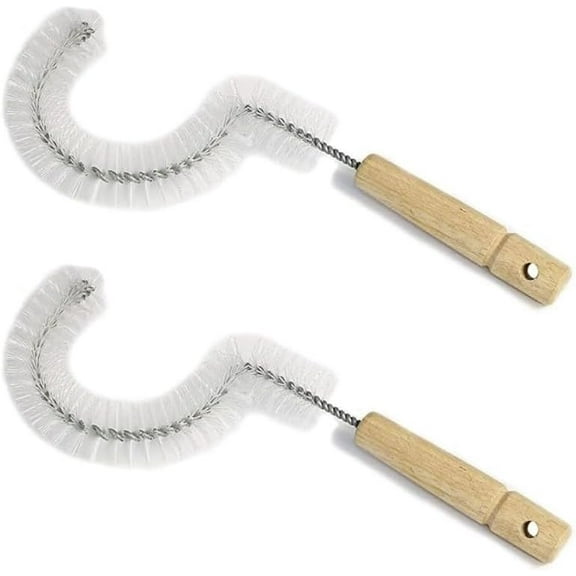 Soro Essentials - Set of 2 Curved Coffee Pot Cleaning Brush with Wooden Handle- Non-Scratching Bristles Curved Coffee Decanter Cleaning Brush Great for Coffee Shops and Restaurants