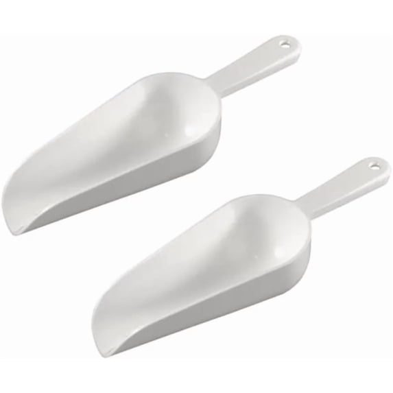 Soro Essentials- 6 oz. Polypropylene Scoop White Color Set of 2- Plastic Utility Ice Scooper Ice Maker Scooper Kitchen Scoop for Weddings Bar Ice Bucket Kitchen Popcorn Dishwasher Safe
