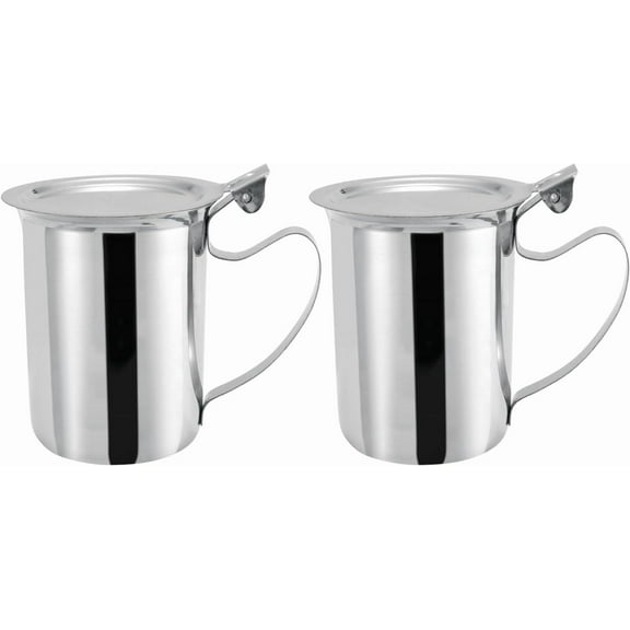 Soro Essentials- Set of 2- Stainless Steel 10 oz. Stacking Creamer- Small Creamers Mini Pitcher for Serving Milk Coffee Cream Salad Dressing Maple Syrup Sugar for Home Restaurant Cafes