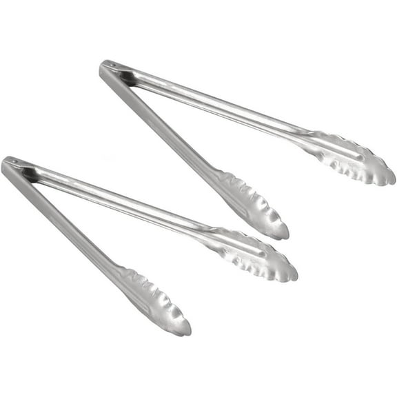 Soro Essentials – Set of 2- Stainless Steel 12” Heavy Duty Tong 1.5 mm Thickness- Utility Tong with Scalloped Edge Kitchen Tong for Cooking Outdoor Grilling Barbecue Buffet Party and Event