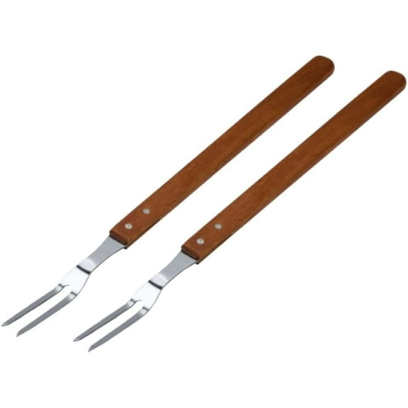 Soro Essentials- Set of 2 Stainless Steel 21” Meat Carving Fork with Wooden Handle- Kitchen Cooking Fork BBQ Fork Grill Fork Steak Fork for Kitchen Barbecue Serving Cooking Grilling Roasting