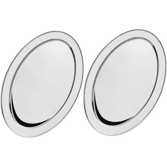 Soro Essentials – Set of 2- Stainless Steel 21" x 14" Oval Tray 7mm Thickness- Serving Tray Ideal for Serving Appetizer Charcuterie Food Snack Dessert Platters Use in Bar and Restaurants