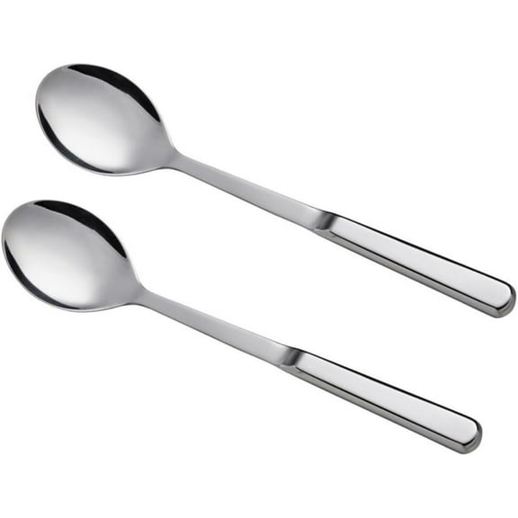 Soro Essentials – Set of 2- Stainless Steel Buffet Solid Serving Spoon with Hollow Handle- Mirror Polished Serving Utensils Cutlery Utensil Elegant Design for Home Kitchen Banquet Buffet Restaurant