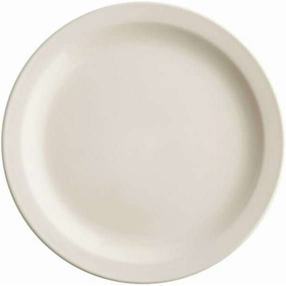 Soro Essentials- Set of 24 Ceramic 9-1/2" American White Empress Narrow Rim Plate Ivory Color- Rolled Edge China Plate Dinner Plates Serving Dishes for Dinner and Salad Perfect for Restaurant