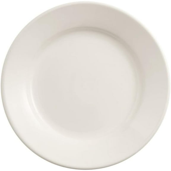 Soro Essentials- Set of 36 Ceramic 6-1/4" American White Victoria Wide Rim Plate Ivory Color- Rolled Edge China Plate Dinner Plates Serving Dishes for Dinner and Salad Perfect for Restaurant