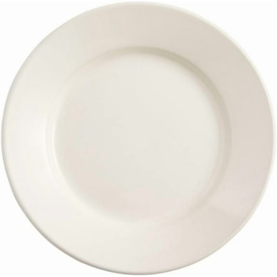 Soro Essentials- Set of 36 Ceramic 7-1/8" American White Victoria Wide Rim Plate Ivory Color- Rolled Edge China Plate Dinner Plates Serving Dishes for Dinner and Salad Perfect for Restaurant