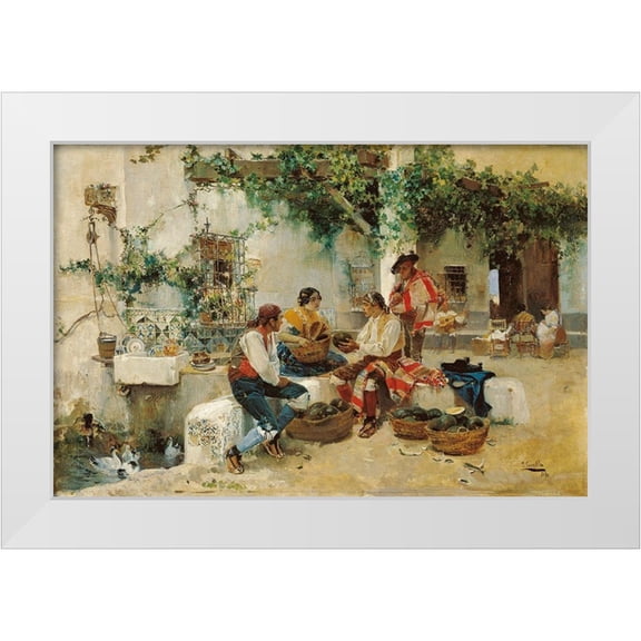 Sorolla, Joaquin 14x11 White Modern Wood Framed Museum Art Print Titled - Selling melons