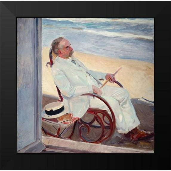 Sorolla, Joaquin 15x15 Black Modern Framed Museum Art Print Titled - Antonio GarcÃa at the Beach