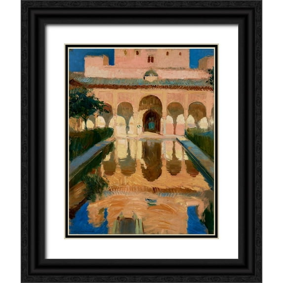 Sorolla, Joaquin 20x24 Black Ornate Wood Framed with Double Matting Museum Art Print Titled - Hall of the Ambassadors-Alhambra-Granada