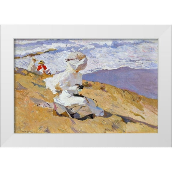 Sorolla, Joaquin 24x17 White Modern Wood Framed Museum Art Print Titled - Capturing the moment