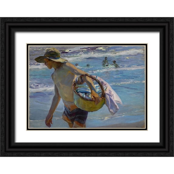 Sorolla, Joaquin 24x18 Black Ornate Wood Framed with Double Matting Museum Art Print Titled - Bastida The Fisherman