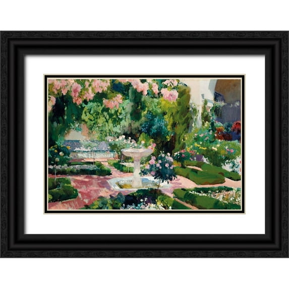 Sorolla, Joaquin 32x23 Black Ornate Wood Framed with Double Matting Museum Art Print Titled - Garden at the Sorolla House