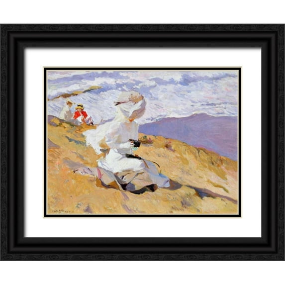 Sorolla y Bastida, Joaquin 14x12 Black Ornate Wood Framed with Double Matting Museum Art Print Titled - Capturing the moment