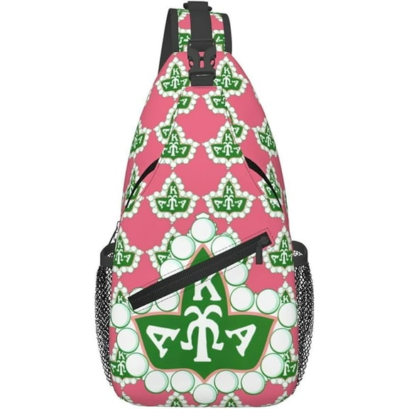 Sorority Gifts Paraphernalia Sling Bag Crossbody Travel Hiking Chest Backpack Shoulder Daypack For Women - Pink, 7.5 x 3.5 x 15.4 inches