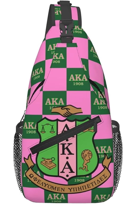 Sorority Gifts Paraphernalia Sling Bag Crossbody Travel Hiking Chest Backpack Shoulder Daypack For Women - Pink, 7.5 x 3.5 x 15.4 inches