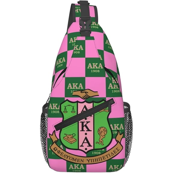 Sorority Gifts Paraphernalia Sling Bag Crossbody Travel Hiking Chest Backpack Shoulder Daypack For Women - Pink, 7.5 x 3.5 x 15.4 inches