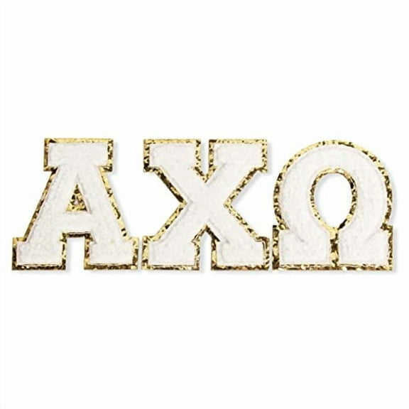 Sorority Shop Alpha Chi Omega Chenille Letter Stickers - Adhesive Back, Set of 3 Greek Letters