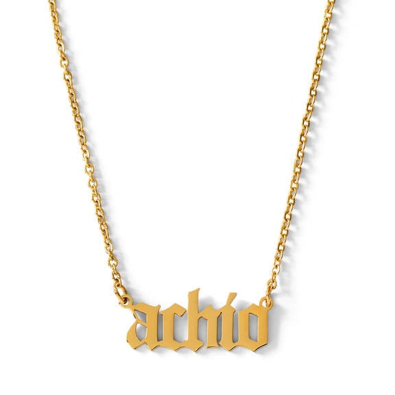 Sorority Shop Alpha Chi Omega Necklace ACO Old English Font Design, 18K Gold Plated, Gifts for Women