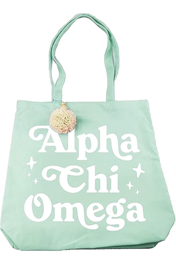 Alpha Chi Omega Retro Pom Pom Tote Bag