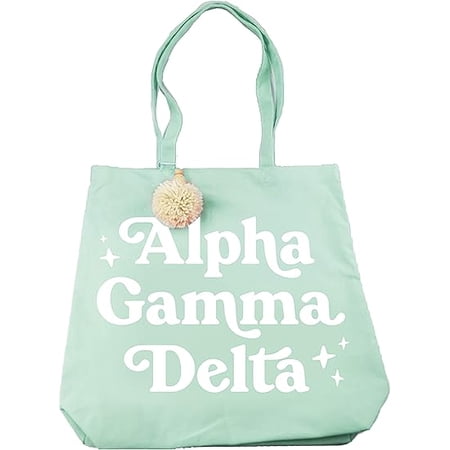 Sorority Shop Alpha Gamma Delta Retro Pom Pom Tote Bag
