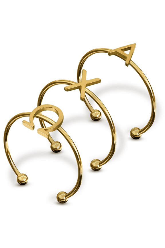 Alpha Chi Omega Stacking Ring Set - Adjustable Rings with 18k Gold Plating