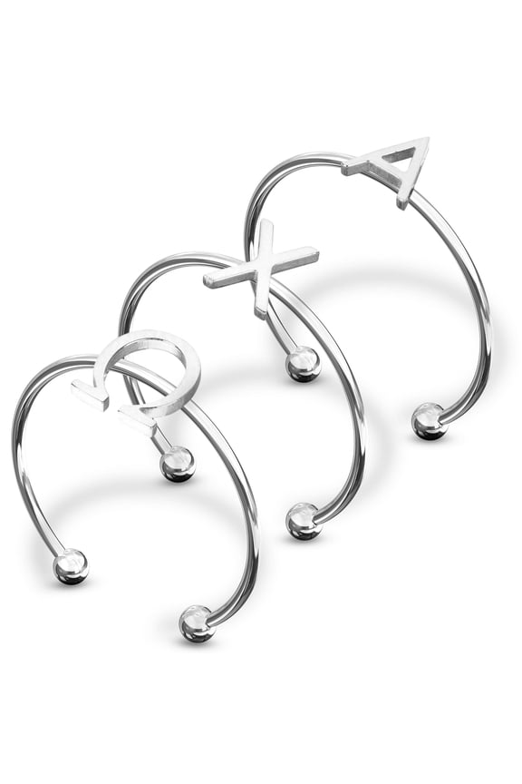 Alpha Chi Omega Stacking Ring Set - Adjustable Rings with Silver Plating