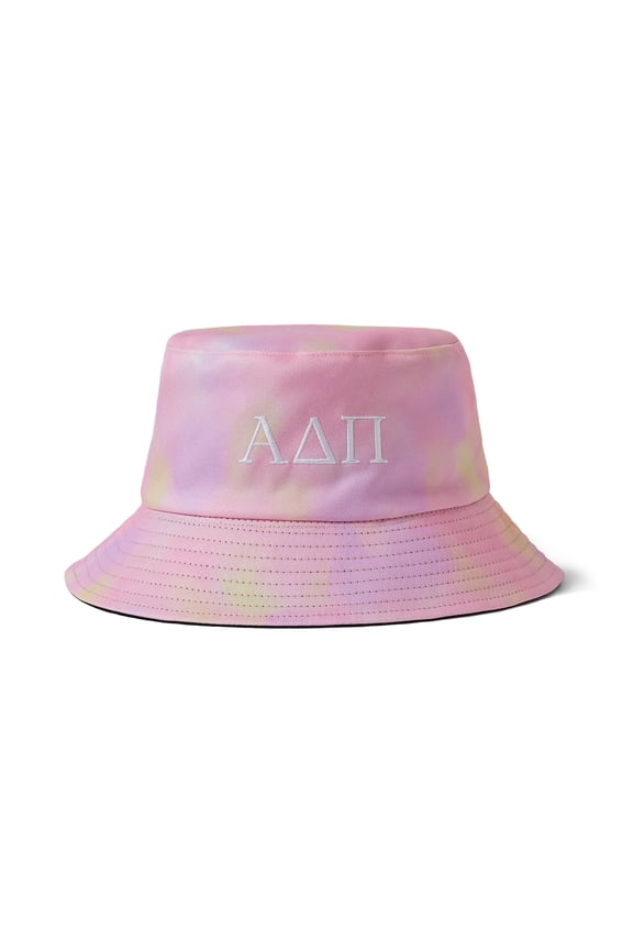 Alpha Delta Pi Bucket Hat - Pink Tie Dye Aesthetic with Embroidered Greek Sorority Name