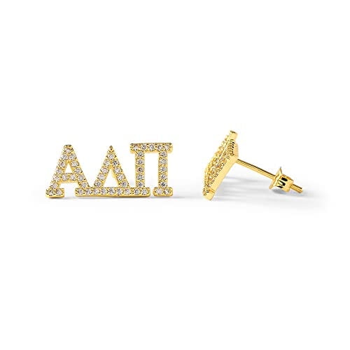 Sorority Shop Alpha Delta Pi Earrings  ADP 18K Gold Plated Sorority Gifts Earrings, Long-Lasting Alpha Delta Pi Gifts for Women