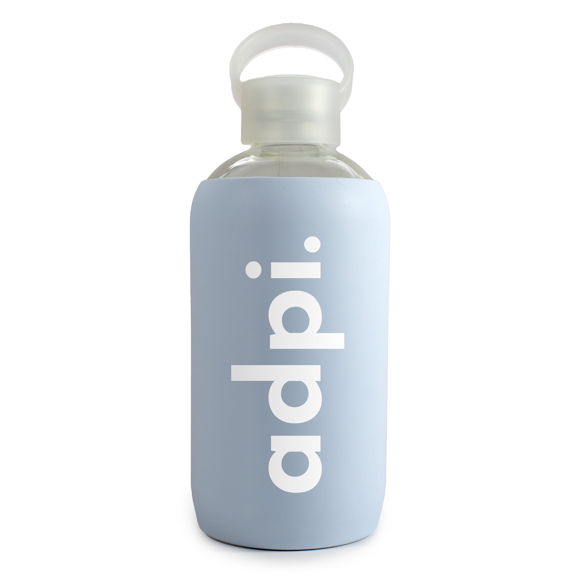 Sorority Shop Alpha Delta Pi Glass Water Bottle with Silicone Sleeve - 16 Oz Reusable Water Bottle with Leakproof Cap
