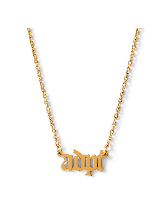 Alpha Delta Pi Necklace ADP Old English Font Design, 18K Gold Plated, Gifts for Women