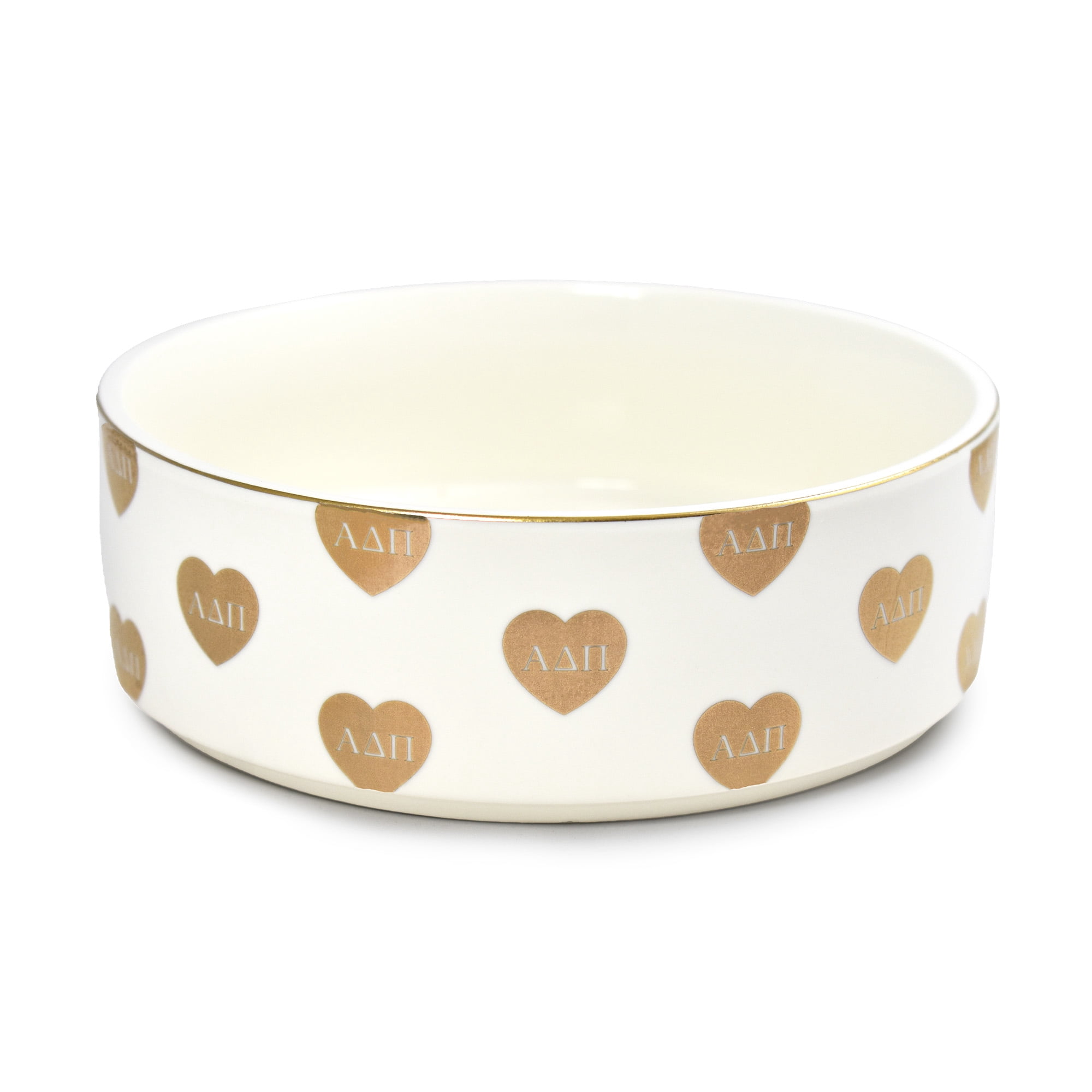 Sorority Shop Alpha Delta Pi Pet Bowl, 6" Ceramic Bowl for Dogs and Cats, Heart Design with Sorority Greek Letters, Use for Food or Water
