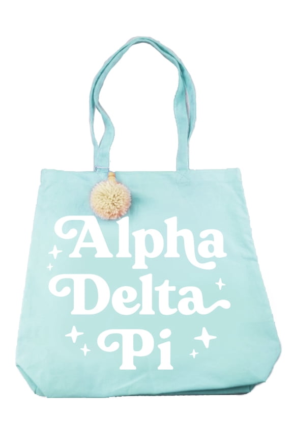 Alpha Delta Pi Retro Pom Pom Tote Bag