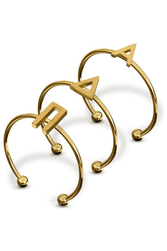 Alpha Delta Pi Stacking Ring Set - Adjustable Rings with 18k Gold Plating