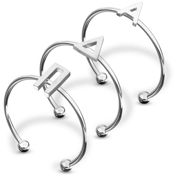 Sorority Shop Alpha Delta Pi Stacking Ring Set - Adjustable Rings with Silver Plating
