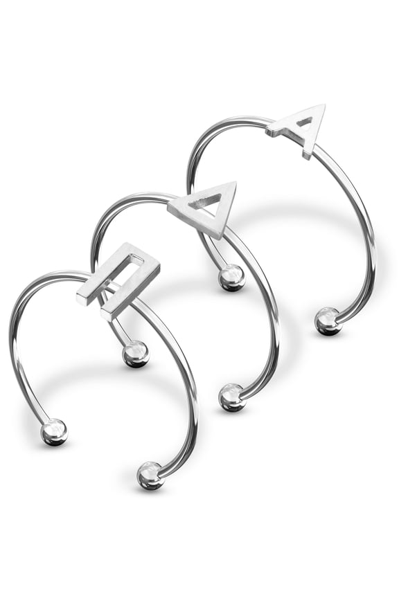 Alpha Delta Pi Stacking Ring Set - Adjustable Rings with Silver Plating