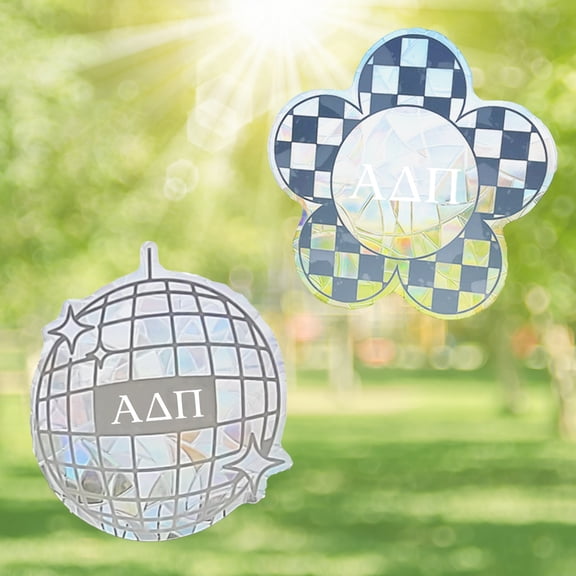 Sorority Shop Alpha Delta Pi Suncatcher Decal Stickers - Set of 2: Flower and Disco Ball Designs, Officially Licensed Window Sticker