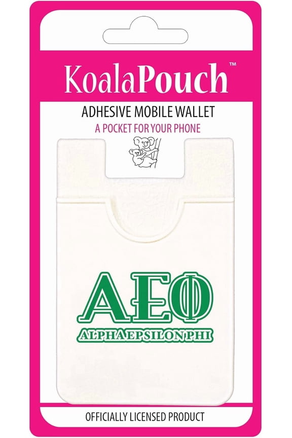 Alpha Epsilon Phi - Koala Pouch - Adhesive Cell Phone Wallet with AEP Greek Letter Design