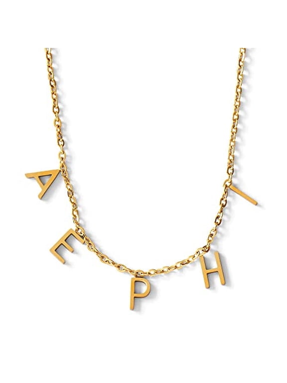 Sorority Shop Alpha Epsilon Phi Necklace AEP Name Necklace, 18K Gold Plated Sorority Gifts Necklace, Long-Lasting Alpha Epsilon Phi Gifts for Women