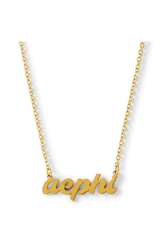 Alpha Epsilon Phi Necklace  Retro Font Design with 18K Gold Plating, Gifts for Women