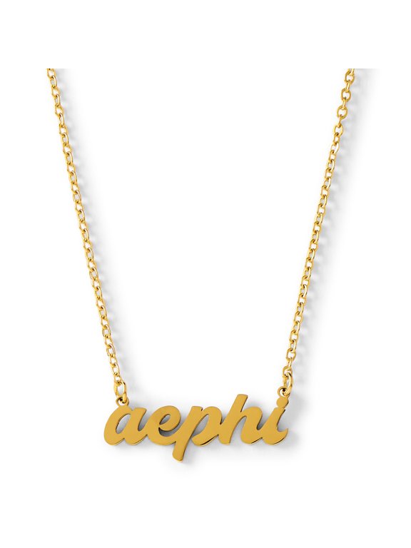 Alpha Epsilon Phi Necklace Retro Font Design with 18K Gold Plating, Gifts for Women
