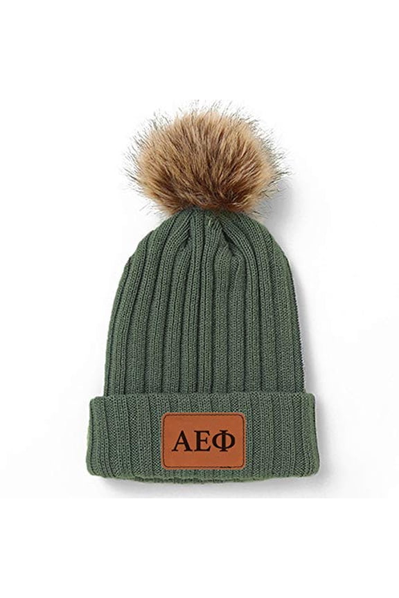 Sorority Shop Alpha Epsilon Phi Pom Pom Beanie Hat Green